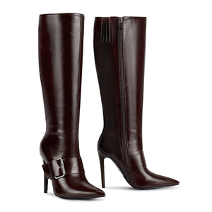 WETKISS Stivali Alti al Ginocchio Classici Neri da Donna, Sexy <span class=keywords><strong>con</strong></span> Punta Affusolata e <span class=keywords><strong>Tacco</strong></span> <span class=keywords><strong>a</strong></span> <span class=keywords><strong>Spillo</strong></span>, Stivali Lunghi <span class=keywords><strong>con</strong></span> Cinturino Largo alla Moda - Product Image 5