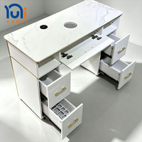 Tables à ongles personnalisées, mobilier de manucure, table de manucure pour technicien(ne) avec lumière LED et collecteur de poussière pour salon de manucure commercial haut de gamme