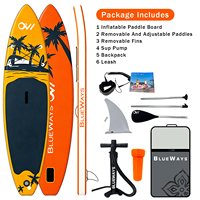 Planche de paddle gonflable orange tropicale avec motif cocotier, 11 pouces, en Drop Stitch, personnalisable, vente en gros