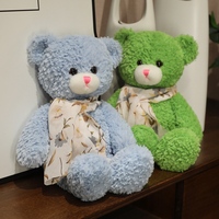 Ours en peluche multicolore avec écharpe florale, peluche douce et moelleuse, cadeau d'anniversaire pour filles