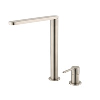 Robinet de cuisine moderne minimaliste en acier inoxydable à trois trous avec douchette extractible, cartouche céramique et poignée unique