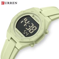 CURREN Jam Tangan Modis Wanita Baru Jam Tangan Olahraga Tali Silikon 3ATM Tahan Air Tampilan Waktu Jam Tangan Digital LED Wanita Hadiah