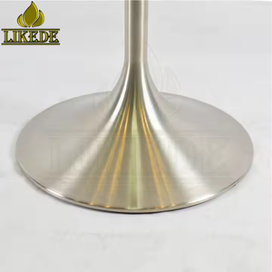 ब्रश स्टेनलेस स्टील ट्यूलिप टेबल बेस | कैफे, रेस्तरां, होटल और कार्यशाला फर्नीचर के लिए आधुनिक तुरही डिजाइन धातु तालिका पैर - Product Image 2