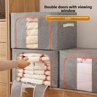 Boîte de rangement pliable en tissu Oxford grande capacité 66L, organiseur de vêtements et de couettes avec couvercle pour armoire et chambre