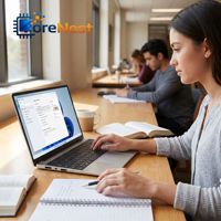 Portátil Ligero CoreNest de 15.6 Pulgadas para Estudiantes, Intel N5100 Ultra Delgado, para Educación y Aprendizaje en Línea, con Huella Dactilar