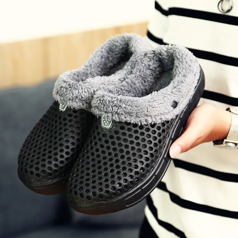 Lined Clogs Garden Shoes Men Women Black Comfortable Warm Furry Clogs Slip on Fur with Fur New Winter Wholesale Unisex Plush