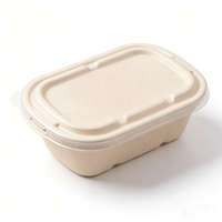 Boîte à lunch compostable en paille de blé avec couvercle, boîte bento jetable à 2 compartiments, récipient alimentaire écologique pour emporter