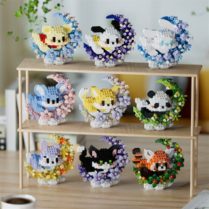 New Moon <span class=keywords><strong>Bay</strong></span> - Juego de Bloques de Construcción Hechos a Mano para Niños, Mascotas y Flores, Animales, Decoraciones Creativas, Juguetes, Regalos para Niños - Product Image 2