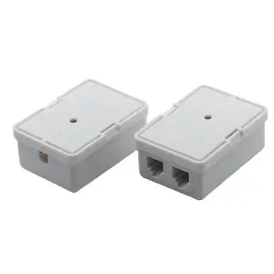 Double Port 6P4C RJ11 Socket Outlet 2 Port Telephone Surface Box Carton Box Adapter White Rj45 Female Connector Adapter 365 Days