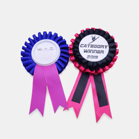 Ruban de récompense pour danseuses de cheerleading, personnalisé, coloré, de haute qualité, avec roses, badge, ruban en satin simple face avec logo