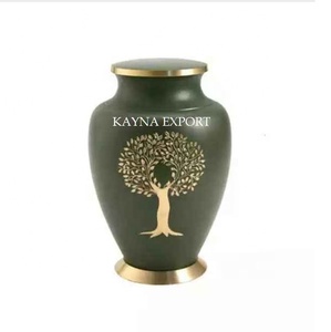 Urne funéraire en laiton gravée couleur personnalisée, style américain, biodégradable, capacité de 200 pouces cubes pour cendres funéraires - Product Image 1