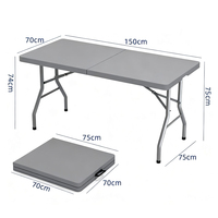 Mesa Plegable Verde de Camping de HDPE, Mesa Portátil de Exterior Plegable en Dos para Comedor, Capacitación, Comando, Trabajo y Reuniones