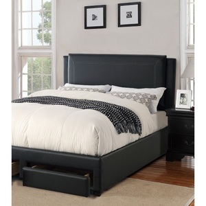 Modern Luxurious <b>Queen</b> <b>Size</b> Soft <b>Bed</b> Storage Drawers Faux Leather Upholstery Eco-Friendly Durable Construction-Elegant Bedroom - Product Image 2