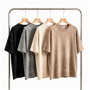 Camiseta Oversize de Algodón con Cuello Redondo y Lavado Ácido para Hombre, Color Personalizado, Calidad Premium, Hombros Caídos, Estilo Vintage Urbano - Product Image 1