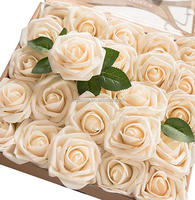 Fleurs artificielles en mousse, 50 pièces, roses pour la décoration de mariage/maison