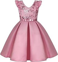 Robe trapèze en satin rayé au crochet pour filles, idéale pour les fêtes d'été, Noël, style princesse fleurie, col rond, vêtements pour enfants de 1 à 8 ans