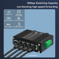 Switch PoE para Riel DIN de Exterior No Administrado, 4 Puertos Gigabit 10/100/1000Mbps con 1 Puerto SFP Uplink, Salida de 48V CC