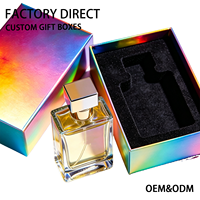Boîte cadeau de luxe en carton rigide avec couvercle et base, personnalisée avec logo haut de gamme, pour emballage de flacon de parfum avec insert.