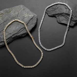 Front and Back Ladder Square Zirconium Tennis <b>Chain</b>, Mix and Match Stacked <b>Chain</b> Tanjing Fashion Lijing Necklace - Product Image 3