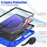 Casing Tablet tugas berat, pelindung kasar tahan guncangan dengan tali bahu untuk Samsung Tab S9 Ultra 14.6 "X910 2023