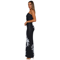Robe élégante d'été pour femme, à imprimé floral, épaules dénudées, nouvelle mode, taille haute, enveloppante, à la hanche