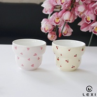 Tasse en céramique mignonne 300 ml, motif intégral, forme ronde, pour café, passe au micro-ondes et au lave-vaisselle, design moderne, authentique – Offre Spéciale
