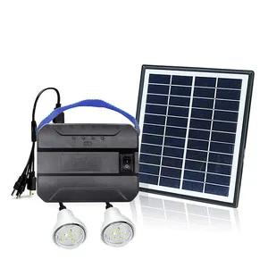पोर्टेबल ऑफ ग्रिड मिनी घर सौर पैनल बिजली व्यवस्था प्रकाश किट के साथ यूएसबी मोबाइल चार्जर