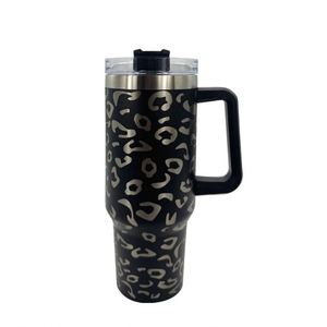 Gobelet de voyage isotherme réutilisable en acier inoxydable à double paroi de 40 oz, tasse à café pour voiture avec poignée et couvercle à paille - Product Image 1
