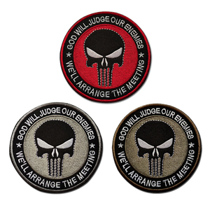 激安セール 刺繍入りスカルゴッドパッチ 敵を裁くでしょう 衣類用フックアンドループ ソフトロゴデコレーション アイロン接着タイプ - Product Image 1