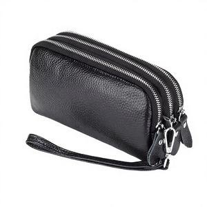 Portefeuille pour femme en cuir de vache véritable avec blocage RFID, grande capacité, fermeture éclair, porte-cartes, longueur courte et doublure en polyester - Product Image 4