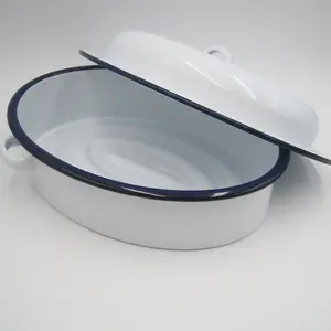 Wholesale Oval Metal Casseroles Roaster Pan With Lid Enamel Pot