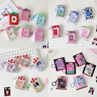 Mini album photo en PVC en forme de cœur creux, impression UV, motifs de cœurs de fraises, 16 pages intérieures, joli pendentif porte-clés pour le rangement des photos