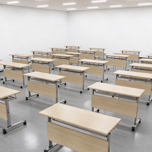 Table de formation mobile Kerun Furniture pour salle de classe avec roulettes, bureau modulaire à panneaux, table de réunion de bureau pliable multi-personnes - Product Image 1