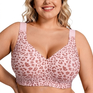 In Stock Seamless Jelly Bra Leopard Print Women's Bra Wireless Soft Support Full Coverage Breathable Plus Size Bra For Women