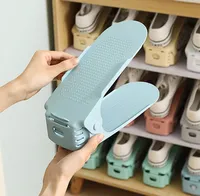 Meuble à chaussures moderne multifonctionnel à double niveau réglable et durable en plastique