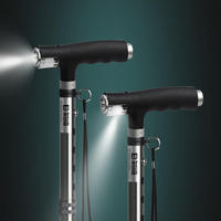 PP802- # I1 #     Canne télescopique réglable en aluminium à quatre pieds pour personnes âgées avec lumière LED et poignée antidérapante pour une marche assistée