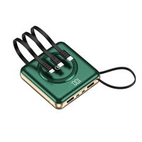 Nuevo Banco de Energía Inalámbrico Magnético Ultrafino y Mini de 5000/10000mAh con 4 Cables Integrados, Cargador de Emergencia Portátil para Teléfono con Linterna