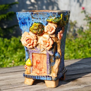 MSH simpatica casa <span class=keywords><strong>dei</strong></span> cartoni animati bambina vasi di <span class=keywords><strong>fiori</strong></span> di argilla fatti a mano piante vasi - Product Image 4