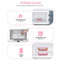 Ensemble de bols en verre borosilicate, hermétiques, compatibles micro-ondes, grande capacité, récipients de stockage alimentaire portables pour le camping avec couvercles pliables