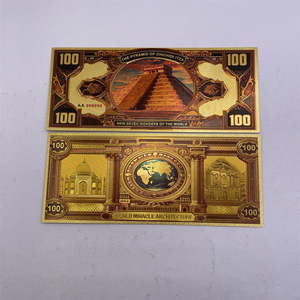Billet <span class=keywords><strong>de</strong></span> <span class=keywords><strong>banque</strong></span> personnalisé en gros, collection Sept Merveilles <span class=keywords><strong>du</strong></span> <span class=keywords><strong>Monde</strong></span>, billet <span class=keywords><strong>de</strong></span> <span class=keywords><strong>banque</strong></span> imprimé en feuille d'or 24 carats double face - Product Image 3