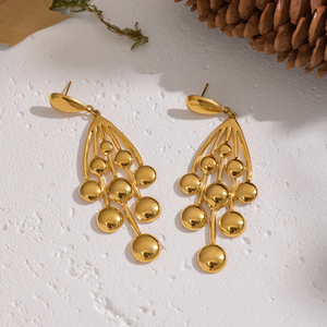 Boucles d'oreilles pendantes géométriques X&<span class=keywords><strong>L</strong></span> Hyperbole pour femmes, en acier inoxydable plaqué or 18 carats, bijoux étanches pour fêtes et vacances, vente en gros - Product Image 3