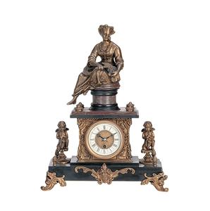 Antique Imité Français une Fille Assise sur <span class=keywords><strong>la</strong></span> Table/Étagère Mouvement Mécanique Horloge Base en Marbre - Product Image 1