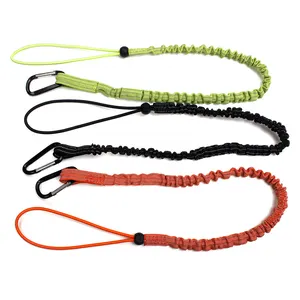 Wrist Lanyard Heavy Duty Retractable Tool Tethering Coiled Safety Lanyard with Tool Crimp Swivel Carabiner