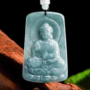 หยกเจไดต์ธรรมชาติสีน้ำเงิน จี้หยกพระพุทธเจ้าพระสังฆราชขนาดใหญ่  จี้รูปสัตว์ประจำปีนักษัตรแกะและลิง  จี้สำหรับผู้ชายและผู้หญิง รุ่น FG74 - Product Image 1