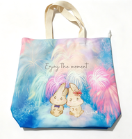 Sac de shopping en toile de polyester résistant à l'eau, impression personnalisée du logo, léger, réutilisable, pour la plage, les courses