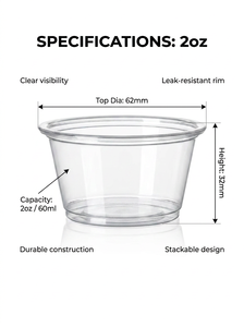 Gobelet soufflé jetable en PP de qualité alimentaire, transparent et personnalisé, 2 oz, FULING - Product Image 1