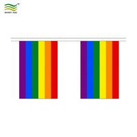Guirlande triangulaire arc-en-ciel personnalisée pour la fierté gay, lesbienne et LGBT, avec impression sur soie, polyester 75D
