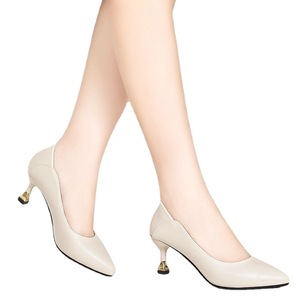 Women's Beige <b>Pumps</b> 5 Cm Heel Pointed Toe Professional Work Shoes - Product Image 5
