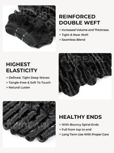 <strong>Indian</strong> Raw Virgin Human Hair Extensions 8-30 Inch Wavy Bundles with Pixie <strong>Curls</strong> Sexy <strong>Weave</strong> in Natural Color for Black Women - Product Image 4