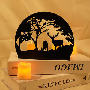 Nordique noir Nature style métal fer bougeoir chandelier décoration de la maison arbre Animal éléphant <span class=keywords><strong>girafe</strong></span> forêt atmosphère - Product Image 4